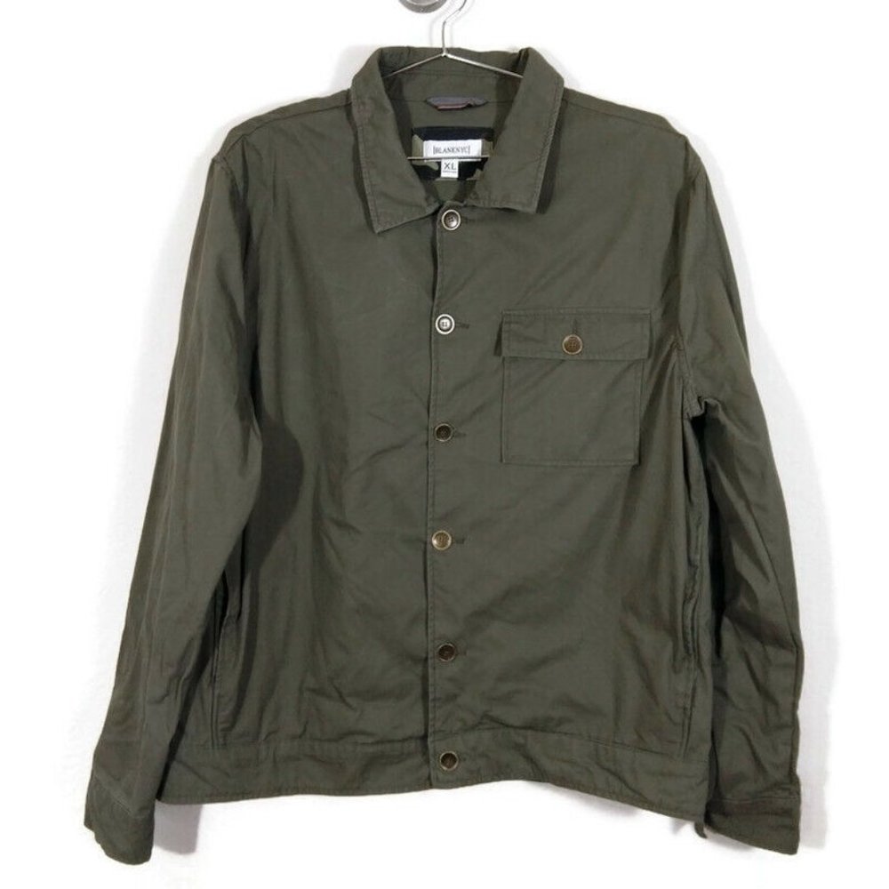 Blank NYC Men's Utility Button Front Military Jacket Long Sleeve Green Size XL